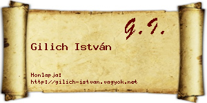 Gilich István névjegykártya